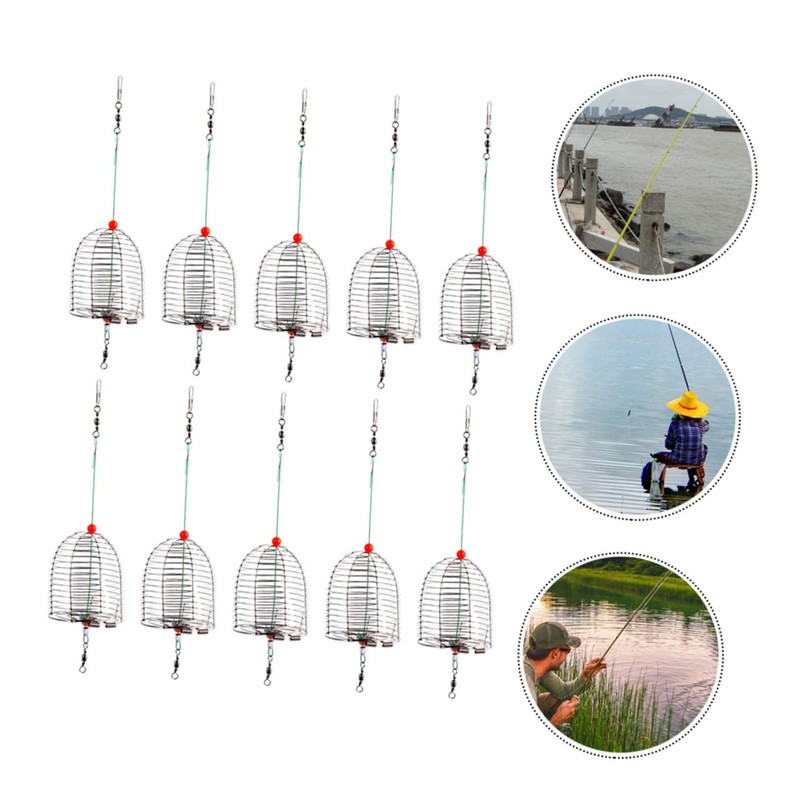 Kisangel 30pcs Stainless Steel Fishing Bait Trap Cage Basket Feeder