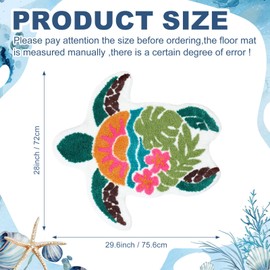 Cute Sea Turtle Bathroom Rugs Tropical Turtle Soft Microfiber Bathmat 29.6"x28" for Shower Floor Non Slip Washable Plush Absorbent Bath Animal Mats for Shower Sink Bathtub Room Decor(Classic Style)
