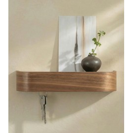 Kazai. Key Rack 'Toke' Minimalist Key Hook Design from Berlin Modern Key Holder with Wooden Shelf Key Rack as Hallway Furniture for the Wall Walnut