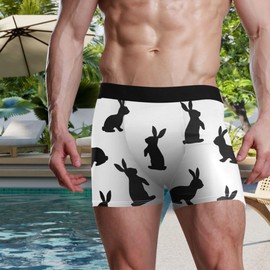 visesunny Men's Boxer Briefs Easter Bunny Silhouettes Soft Breathable Underwear Stretch Waistband Underpants