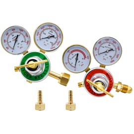 2 Pieces Oxygen and Acetylene Regulator Set, Oxygen & Acetylene Regulators, Oxy Acetylene Gauges Cutting Torch Gauges for Gas Welding Brazing Cutting (CGA540 and CGA510)