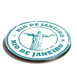 1 x Round Coaster - Rio de Janeiro Brazil Travel Cork Backed MDF Glossy Tea Coffee Accessory #5947