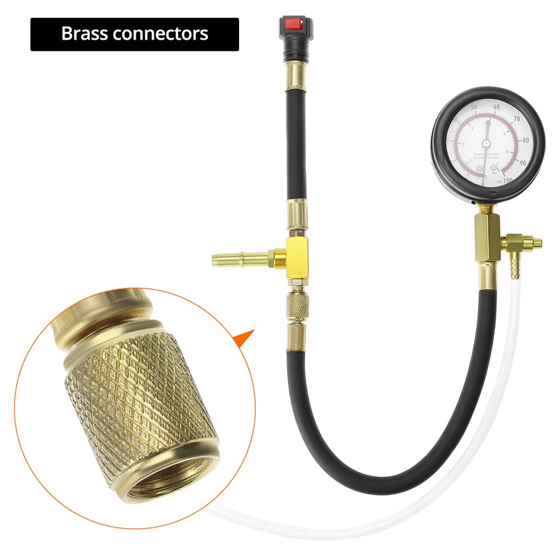 QWORK Universal Fuel Pressure Test Kit, Dual Scale Gauge (0-7
