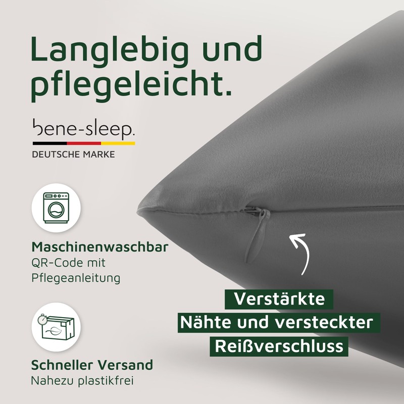 bene-sleep Premium Silk Pillowcase 80 x 80 cm Against Wrinkles