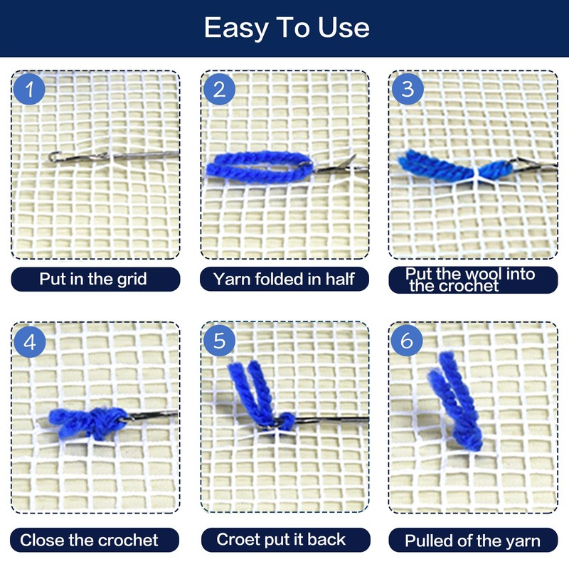 LAPATAIN Latch Hook Kits DIY Crochet Yarn Kits,Cross Carpet Embroidery