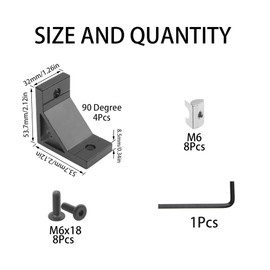 Rrina 4 Sets Heavy 4040 Corner Bracket Connector for 8mm Slot Aluminum Extrusion Profile Black with Spring T Nuts Screw