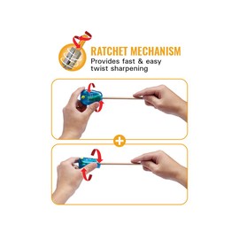 Bostitch Twist-n-Sharp Pencil Sharpener, 2-Pack, For Kids & Colored Pencils, Assorted Colors (PS1-ADJ-2PK)