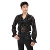 PROCOS Mens Pirate Vampire Gothic Shirt Rose Shaped Lace Shirt