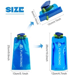 flintronic Foldable Sports Bottle, 4pcs Foldable Water Bottle 700mL, Reusable BPA Free Collapsible Water Bottle, Flexible Drink Pouches Bags with Clip for Outdoor Sports, Travel, Biking, Hiking
