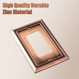 Henne Bery Sunken Pearls Heavy Duty Decorative Wall Plate Switch Plate Outlet Cover (Single Decorator, 2 Pack, Antique Copper)