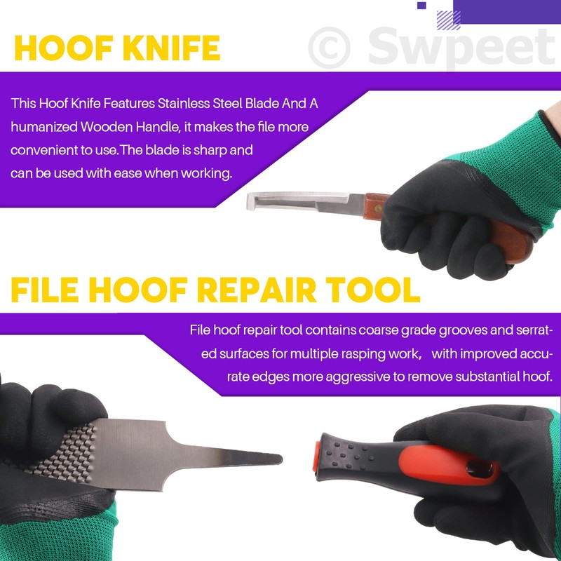 Swpeet 8Pcs Professional Farrier Tools Value Kit with Roll Pack,