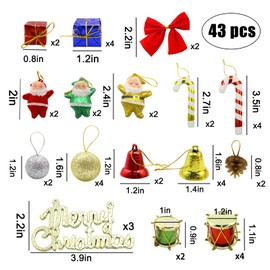 43 Pieces Christmas Tree Decoration Gift Box Christmas Colourful Gift Box Pendant Square Small Gift Boxes Pendant Christmas Bauble Christmas Tree Pendant Ornaments for Xmas Tree 2 cm 3 cm