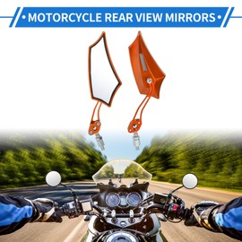 REPAIROCK 1 Set Motorcycle Rear View Mirrors Bar End Side Mirrors Mount Universal Adjustable Aluminum Alloy Plastic Orange M10 M8 Prismatic Shape