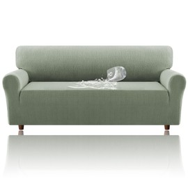 H.VERSAILTEX Jacquard Sofa Slipcover with Waterproof Seat Furniture Protector 1 Piece Stretch Sofa Covers with Elastic Bottom for Kids, Pets, Dog(Sofa, Sea Grass)