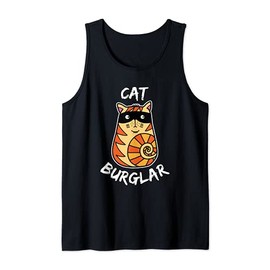 Funny Orange Tabby Cat Wearing A Mask Cat Burglar Tank Top