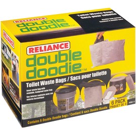 Reliance Products Double Doodie | Portable Toilet Waste Bags | No Gel | 6 Count (Pack of 1), Black, (2683-13)
