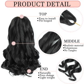 YUUYEE French Curl Braiding Hair 14 Inch Curly Braiding Hair 8 Packs Pre Stretched Bouncy Loose Wave French Curls Crochet Braids for Black Women (1B, 14 inch)