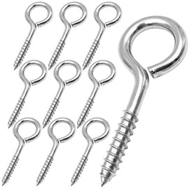 Eye Hook Screw, 10 Pieces 2.5 Inch Stainless Steel Eye Bolts, Rustproof Self Tapping Eye Screws for Wood