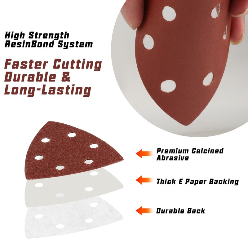 60 Pieces Sanding Discs Pads, 6 Holes Hook and Loop