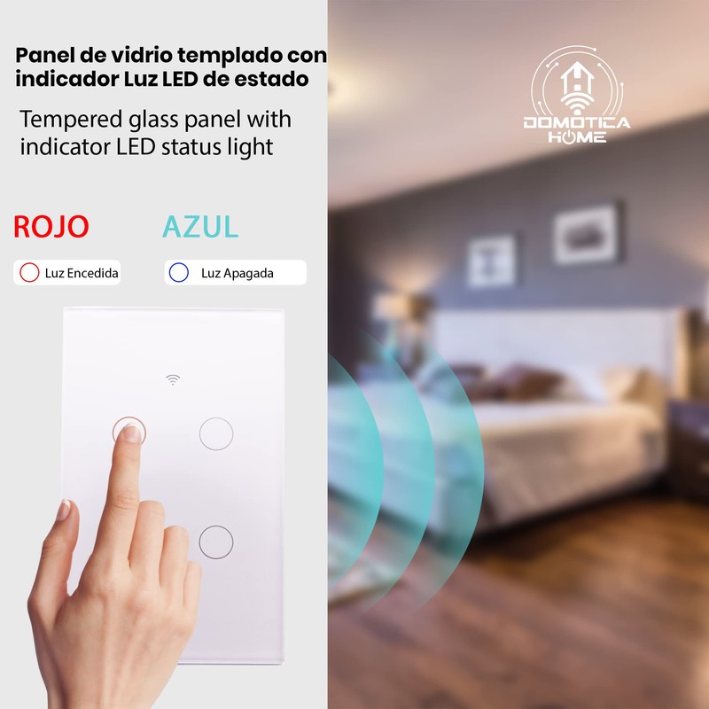 Apagador Inteligente WiFi Touch 2 Botones: Control de Voz con