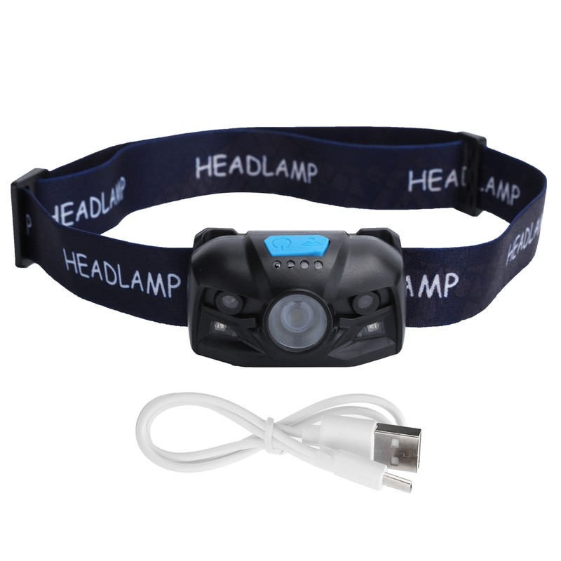Outdoor USB Rechargeable LED Fishing Headlamp Finger Sensing Waterproof Headlight