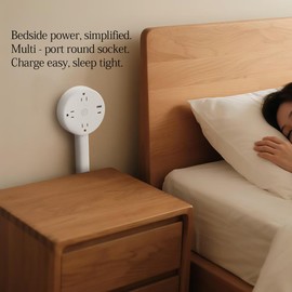 TTKADIY New Electrical Outlet Extender Adjustable Power Socket Expander, 1800J Surge Protection, Extends 18.5"-26.5", Rotates 180 Features USB-A, USB-C&3 AC Outlets, for Couches, Desks, Nightstands and More