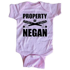 Brain Juice Tees Property of Negan Walking Dead Baby One Piece (6 Month, Azalea)