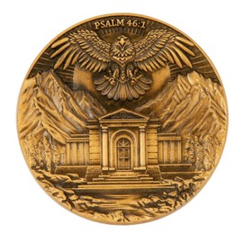 Psalm 46:1 Challenge Coin - God is Our Refuge and Strength Christian Collectible, 1.57 Inch Double-Sided Religious Token