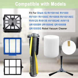 Accessories Kit for Shark IQ RV1001AE AV911S EZ AV1010AE RV1000 RV1001 AV970 AV993 AV1002AE,1 Main Brush,3 Filter,6 Side Brushes,1 Pre Filter,1 Filter&1 Pre-Motor Foam&Felt Filter