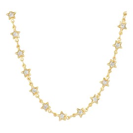 Collar Vowstone Estrella Mujer Cadena Chapado Oro 18k