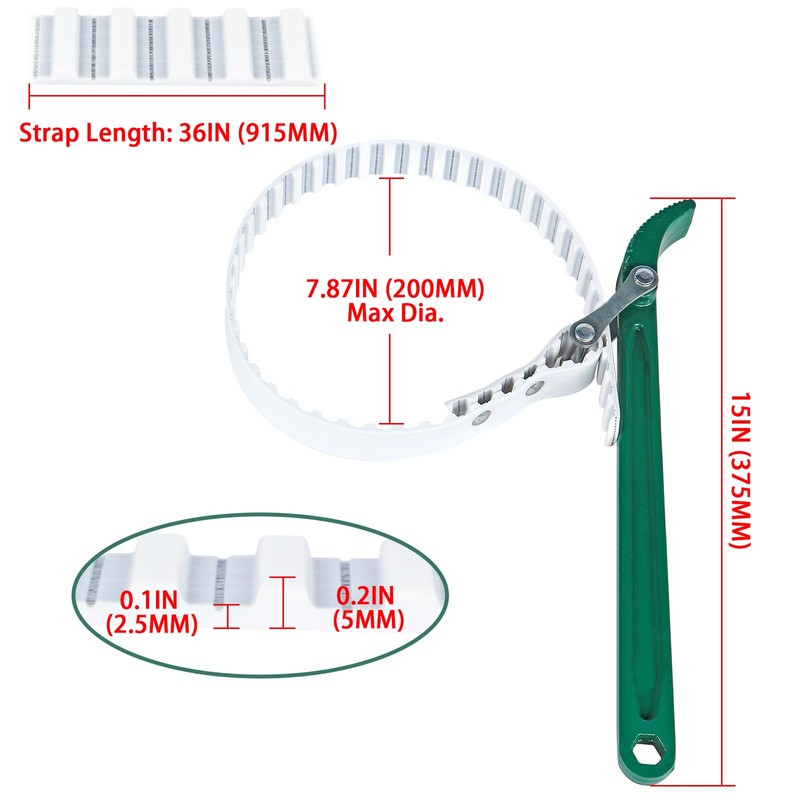 Skelang 15" Belt Strap Wrench, 36" Length Adjustable Strap Wrench,