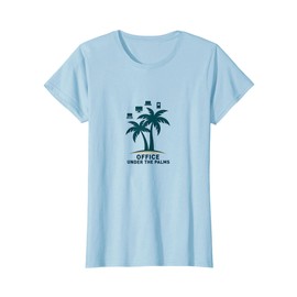 Office Under The Palms: Tropical Remote Work Logo T-Shirt, Women, Baby Blue