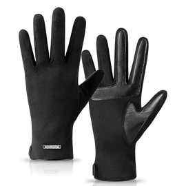HOLDINA Women's Winter Warm Gloves, Touchscreen Gloves with Non-Slip Leather, Women's Gloves with Fleece Lined, black