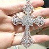 Gothic Punk Cross Pendant Necklace Pearl Rhinestone Clavicle Chain Necklace