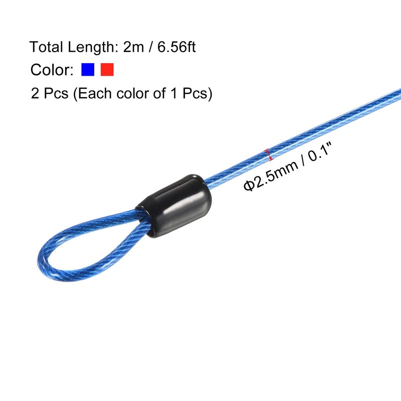 PATIKIL Security Steel Cable 2.5mm x 2m Coated Luggage Lock
