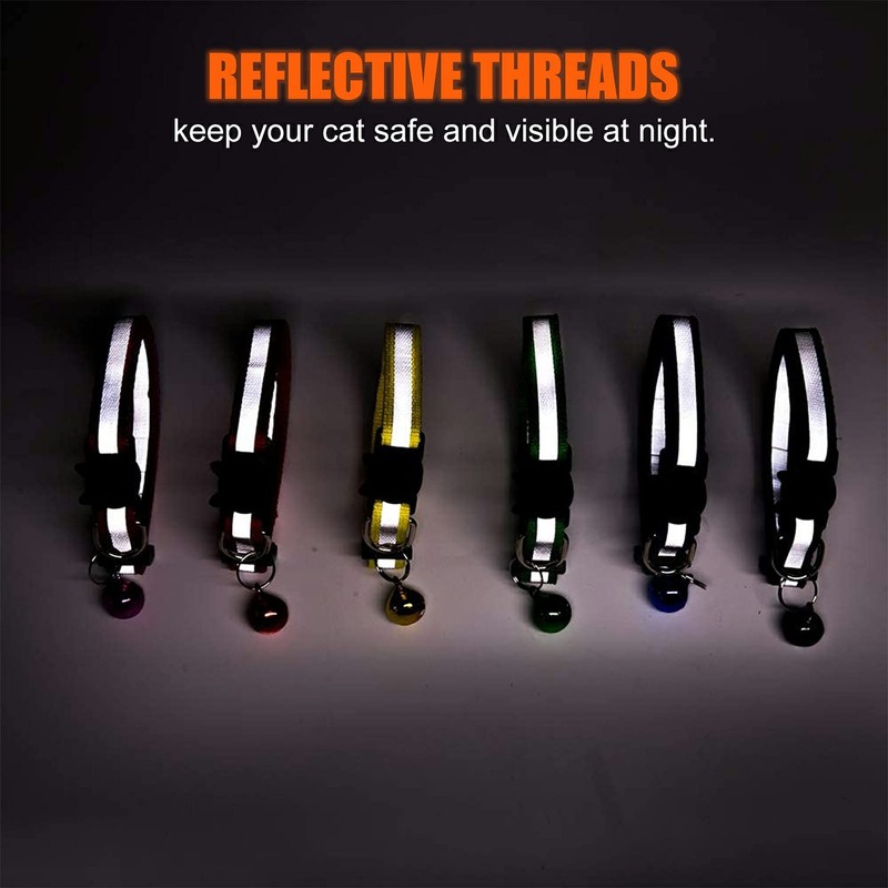 Cat Collar with Bells 6 Pack Reflective Breakaway Collars Safe