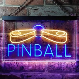 Pinball Machine Game Room Illuminated Dual Colour LED Bar Light Neon Light Advertising Neon Sign Blue & Yellow 300 x 210 mm st6s32-i0797-by