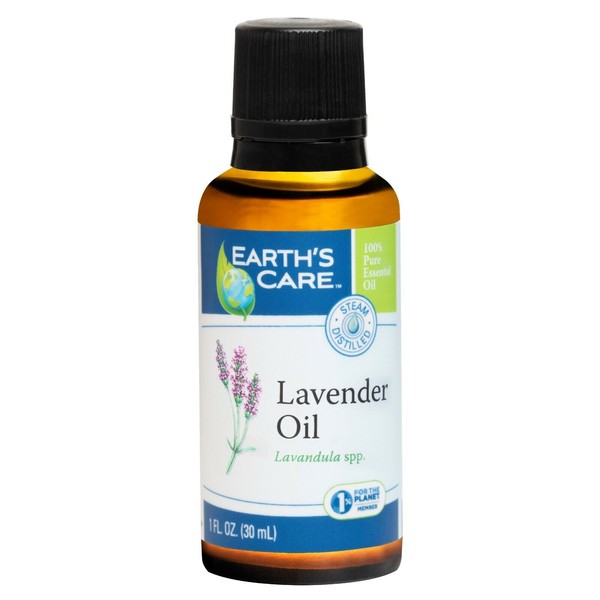 Earth's Care Pure Lavender Essential Oil, Steam-Distilled, Bottled in USA 1 OZ