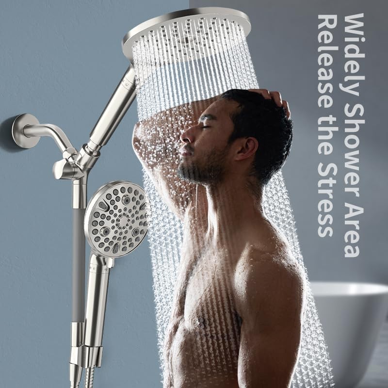 JONKEAN Dual Shower Heads with Handheld Spray Combo, 7.5" Big