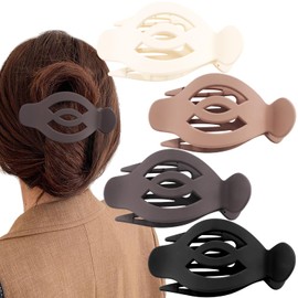 SuPoo 5 Inch Flat Claw Clips for Women Jumbo Flat Hair Clips French Concord Hair Clips Side Slide Volume Clips Strong Hold Lay Hair Barrettes Duck Billed Hair Claws for Thick Thin Hair 4PCS
