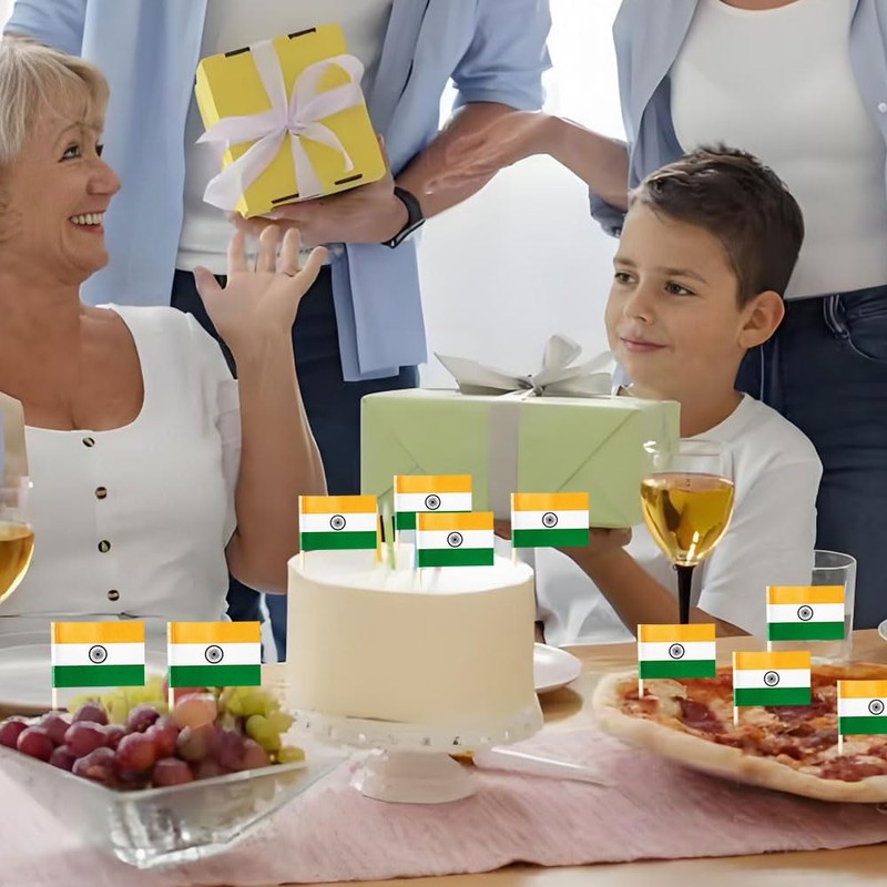 India Miniature Toothpick Flags Decorations Small Cupcake Toppers Cocktail Food