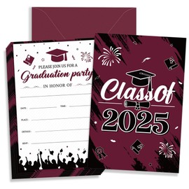 Graduation Party Invitations 36 PCS 2025 Maroon Invite Card with Envelopes Burgundy Announcement Card for Class of 2025 College University Celebration
