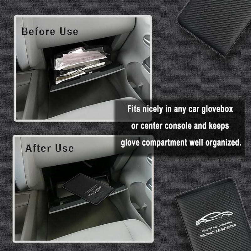 Premium Leather Car Registration & Insurance Holder, Glove Box Organizer