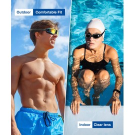 QALLY Swimming-Goggles-Adult Swim-Goggles-Men and Women: Anti Fog Pool Goggles with UV 400 Protection and No Leak 3 Packs