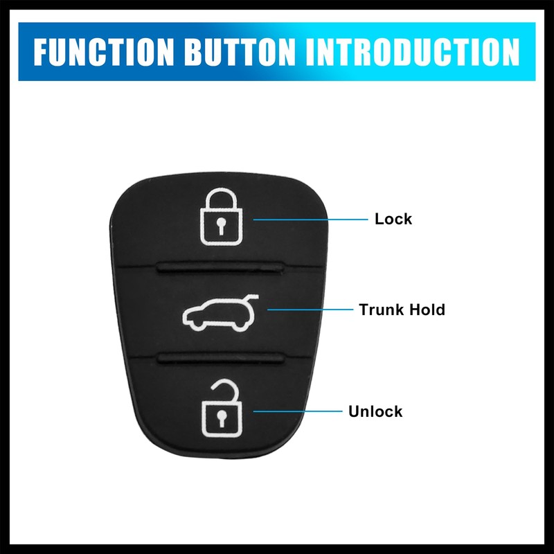 Hihaha 3 Buttons Car Remote Fob Case Insert Rubber Pad