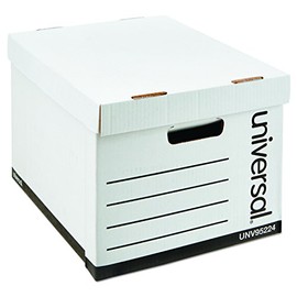 Universal 95224 Heavy-Duty Fast Assembly Lift-Off Lid Storage Box, Letter/Legal, White (Case of 12)