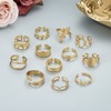 FIOROYAL 12Pcs 𝟏𝟖𝐊 𝐆𝐨𝐥𝐝 𝐏𝐥𝐚𝐭𝐞𝐝 Rings for Women Stainless Steel