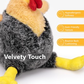 BluBrk Squeaky Dog Toys – Stuffed Plush Chicken Toy for Small, Medium & Large Dogs, Funny Soft Interactive Puppy Toy