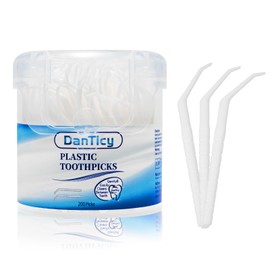 Interdental Toothpicks, Disposable Plastic Curved Hook Toothpicks, Ultra Teeth Cleaning Tool for Daily Care of Removes Plaque and Debris Between Your Teeth 200PCS (Pack of 1)