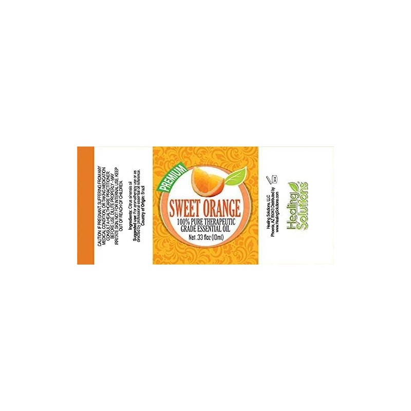 Healing Solutions (2 Pack) Sweet Orange Essential Oil - 0.66